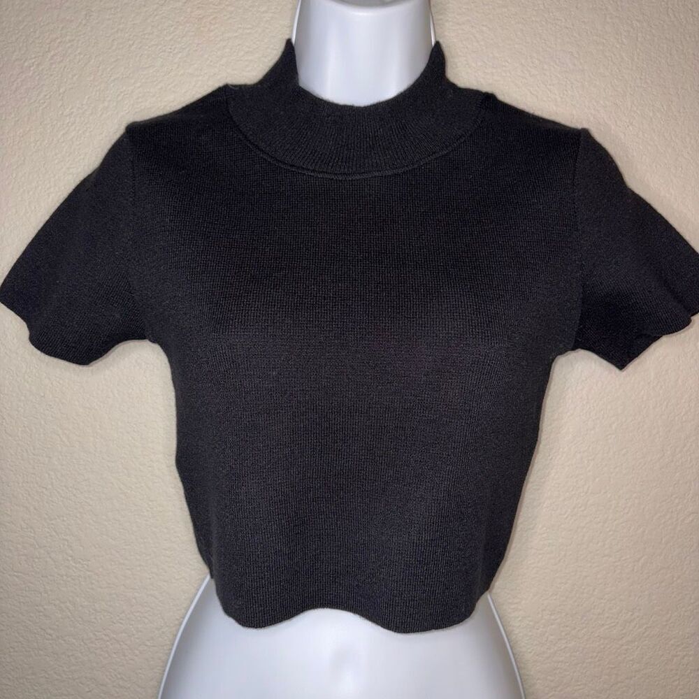 Black Zara Mock Neck Crop Top NWT M